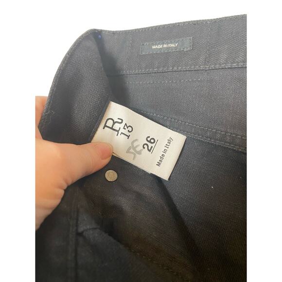 R13 Sequin Boyfriend Jeans Women's 26 Black Denim Distressed - Picture 8 of 14